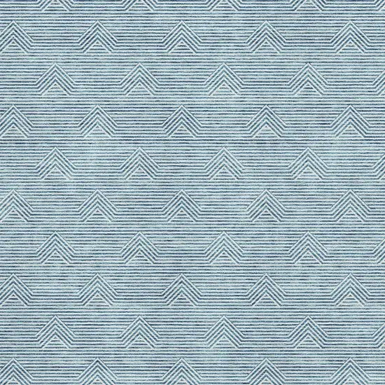 Teal And Ivory Abstract Geometric Washable Area Rug With UV Protection Photo 4