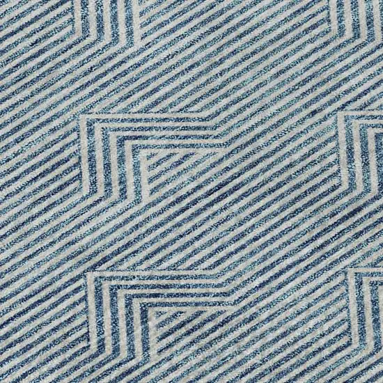 Teal And Ivory Abstract Geometric Washable Area Rug With UV Protection Photo 3