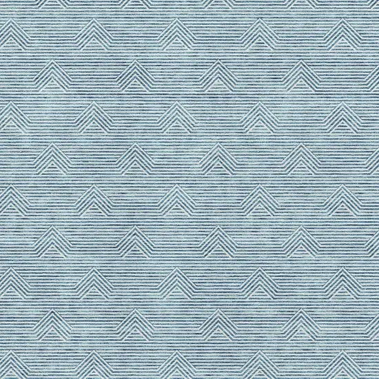 Teal And Ivory Abstract Geometric Washable Area Rug With UV Protection Photo 4