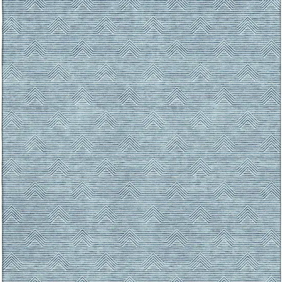 Teal And Ivory Abstract Geometric Washable Area Rug With UV Protection Photo 5