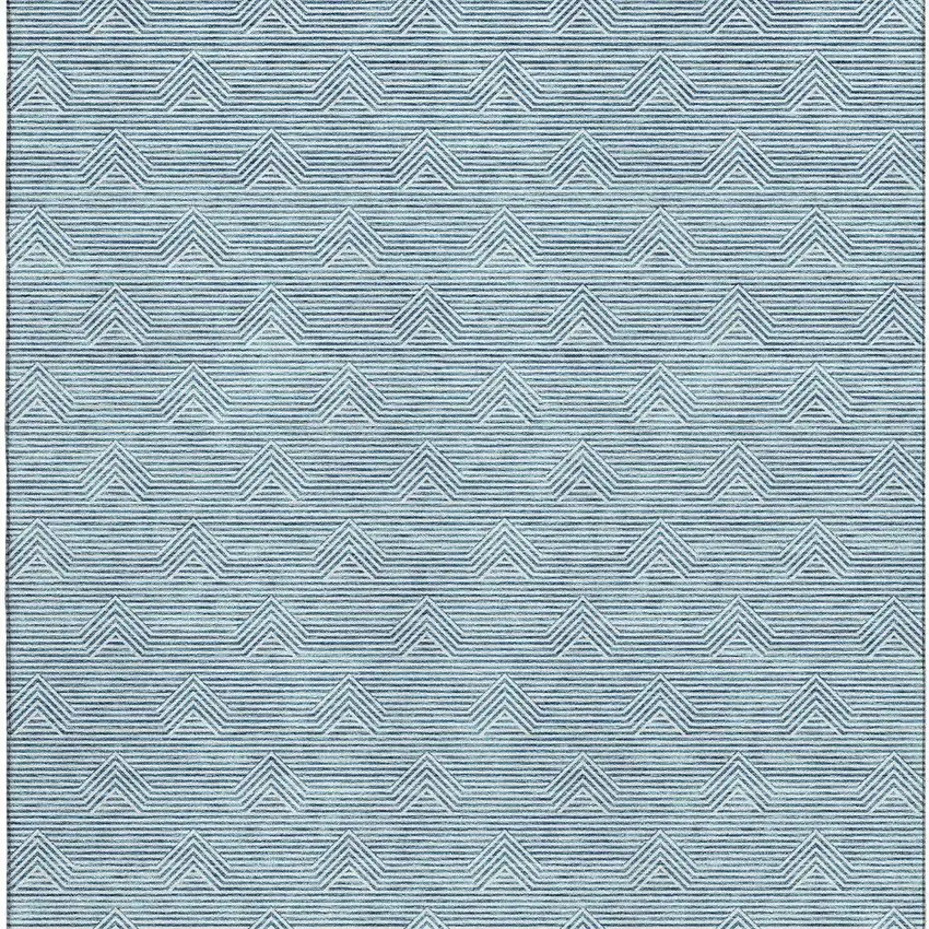 Teal And Ivory Abstract Geometric Washable Area Rug With UV Protection Photo 5