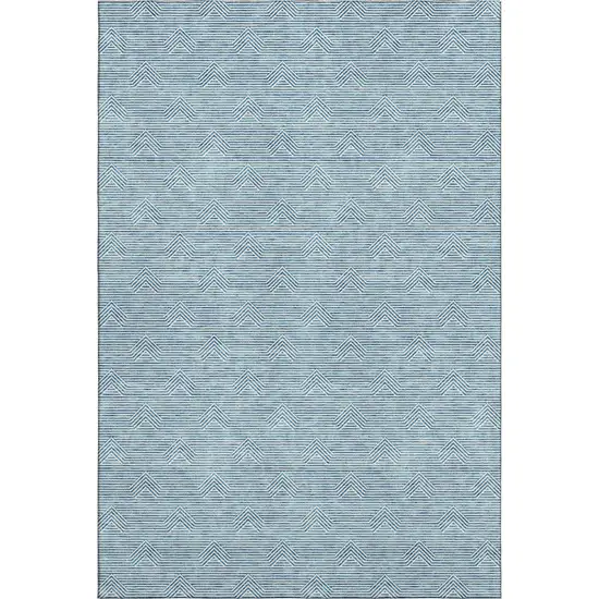 Teal And Ivory Abstract Geometric Washable Area Rug With UV Protection Photo 7