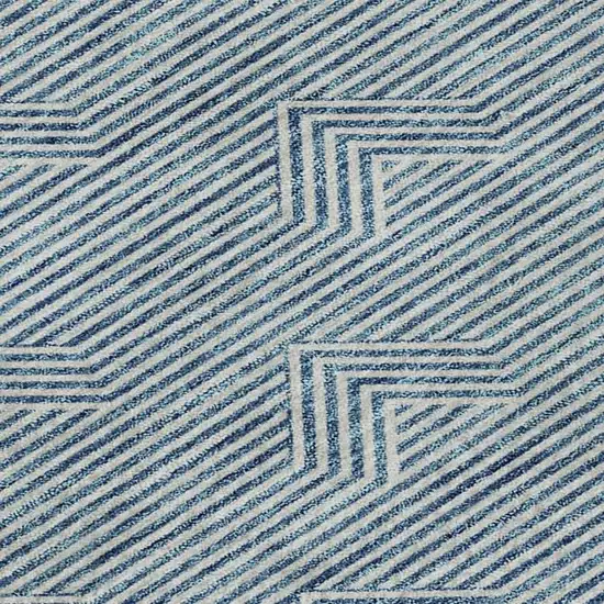 Teal And Ivory Abstract Geometric Washable Area Rug With UV Protection Photo 3