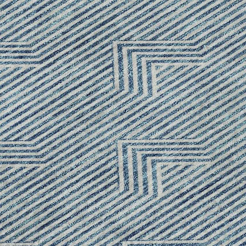 Teal And Ivory Abstract Geometric Washable Area Rug With UV Protection Photo 3