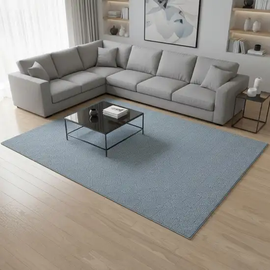 Teal And Ivory Abstract Geometric Washable Area Rug With UV Protection Photo 2