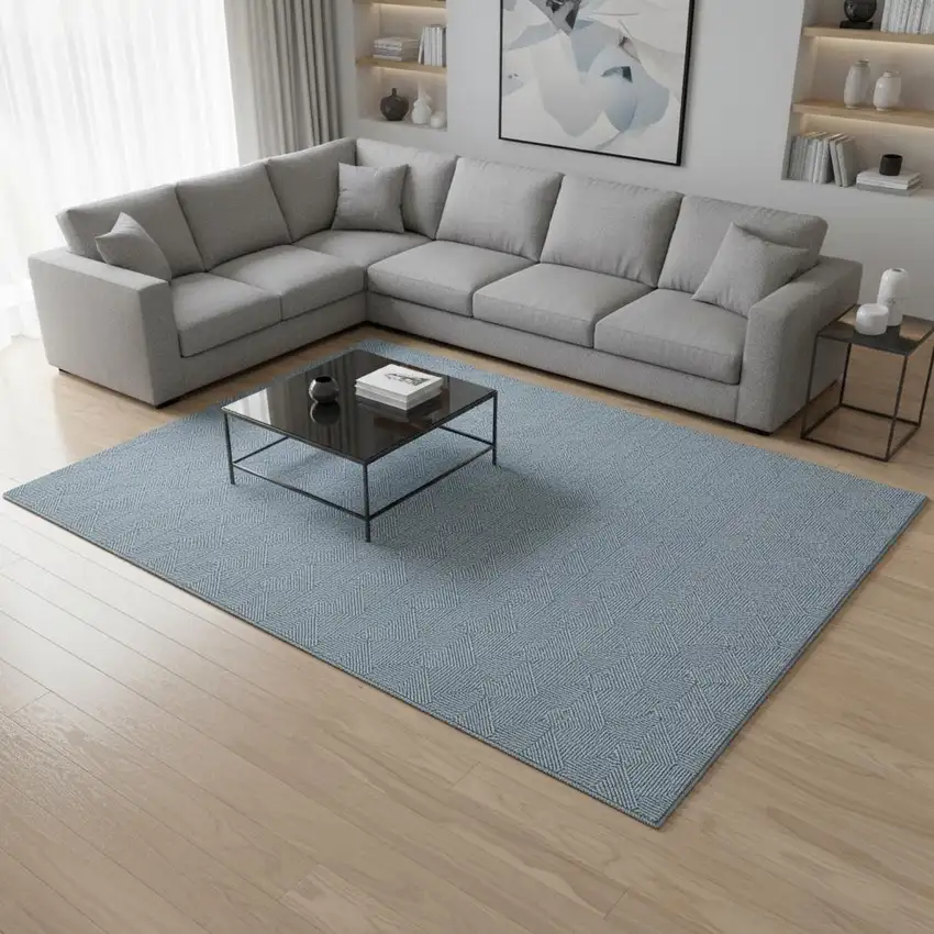 Teal And Ivory Abstract Geometric Washable Area Rug With UV Protection Photo 2