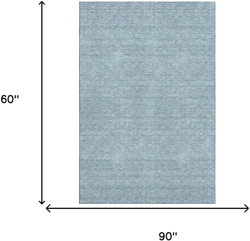 Teal And Ivory Abstract Geometric Washable Area Rug With UV Protection Photo 3