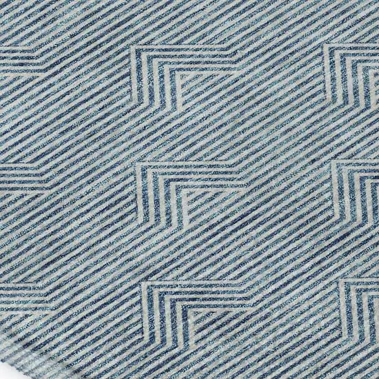 Teal And Ivory Abstract Geometric Washable Area Rug With UV Protection Photo 4