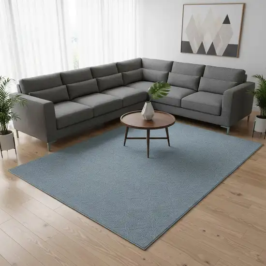 Teal And Ivory Abstract Geometric Washable Area Rug With UV Protection Photo 2