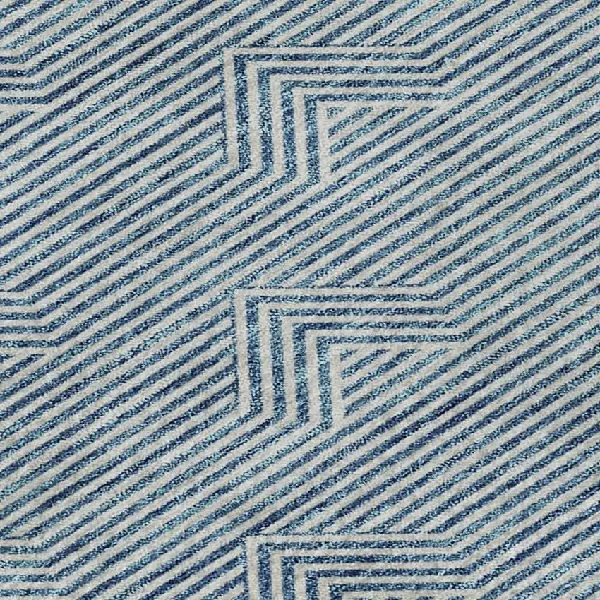 Teal And Ivory Abstract Geometric Washable Area Rug With UV Protection Photo 3