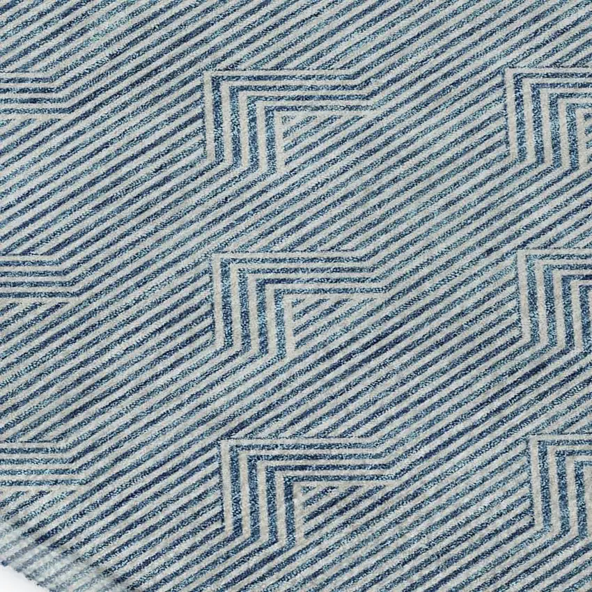 Teal And Ivory Abstract Geometric Washable Area Rug With UV Protection Photo 4