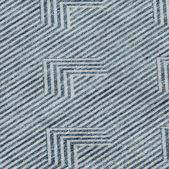 Teal And Ivory Abstract Geometric Washable Area Rug With UV Protection Photo 3