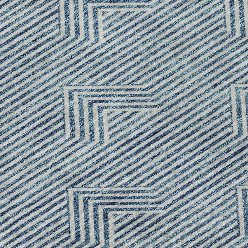 Teal And Ivory Abstract Geometric Washable Area Rug With UV Protection Photo 3