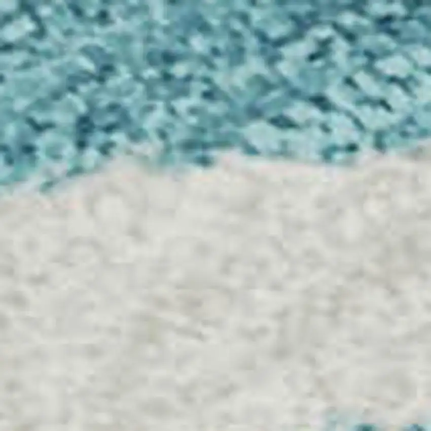 Teal And Ivory Abstract Geometric Washable Area Rug With UV Protection Photo 8