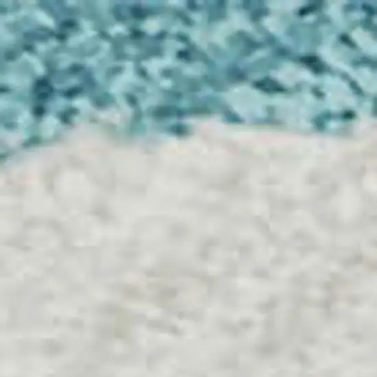 Teal And Ivory Abstract Geometric Washable Area Rug With UV Protection Photo 7