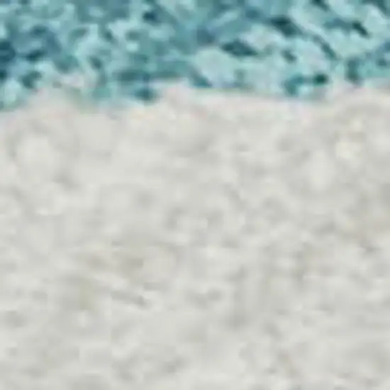 Teal And Ivory Abstract Geometric Washable Area Rug With UV Protection Photo 2