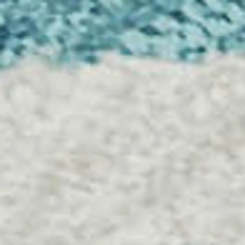 Teal And Ivory Abstract Geometric Washable Area Rug With UV Protection Photo 2