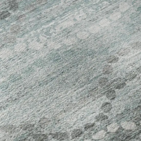 Teal And Ivory Abstract Geometric Washable Area Rug With UV Protection Photo 8