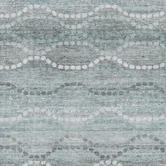 Teal And Ivory Abstract Geometric Washable Area Rug With UV Protection Photo 3