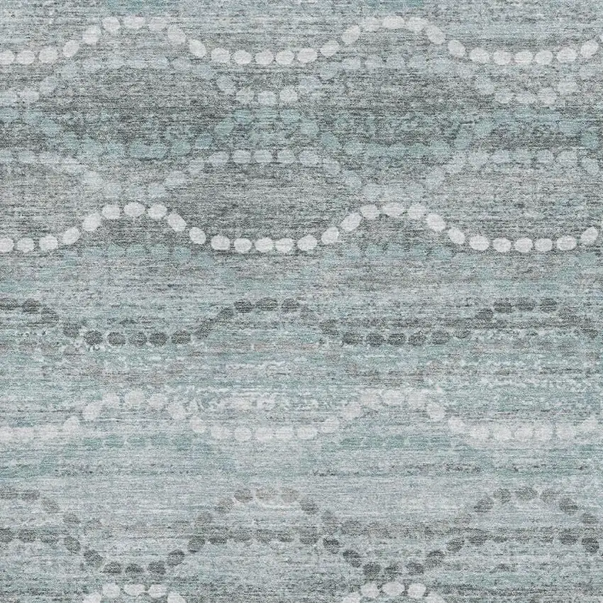 Teal And Ivory Abstract Geometric Washable Area Rug With UV Protection Photo 3