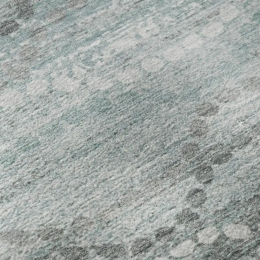 Teal And Ivory Abstract Geometric Washable Area Rug With UV Protection Photo 8