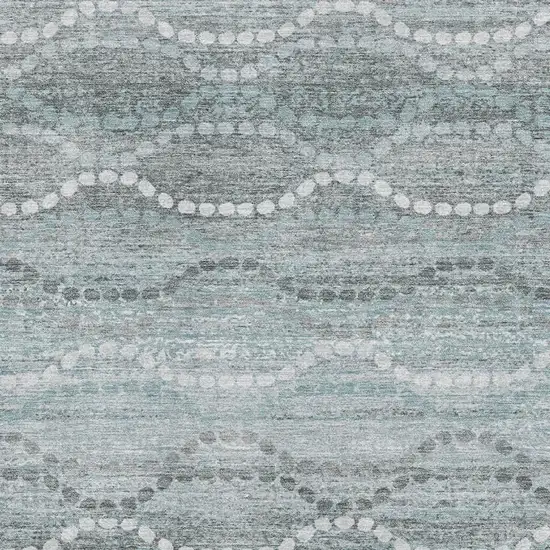 Teal And Ivory Abstract Geometric Washable Area Rug With UV Protection Photo 3