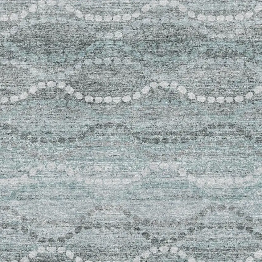 Teal And Ivory Abstract Geometric Washable Area Rug With UV Protection Photo 3