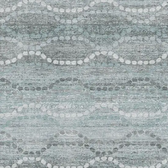 Teal And Ivory Abstract Geometric Washable Area Rug With UV Protection Photo 3