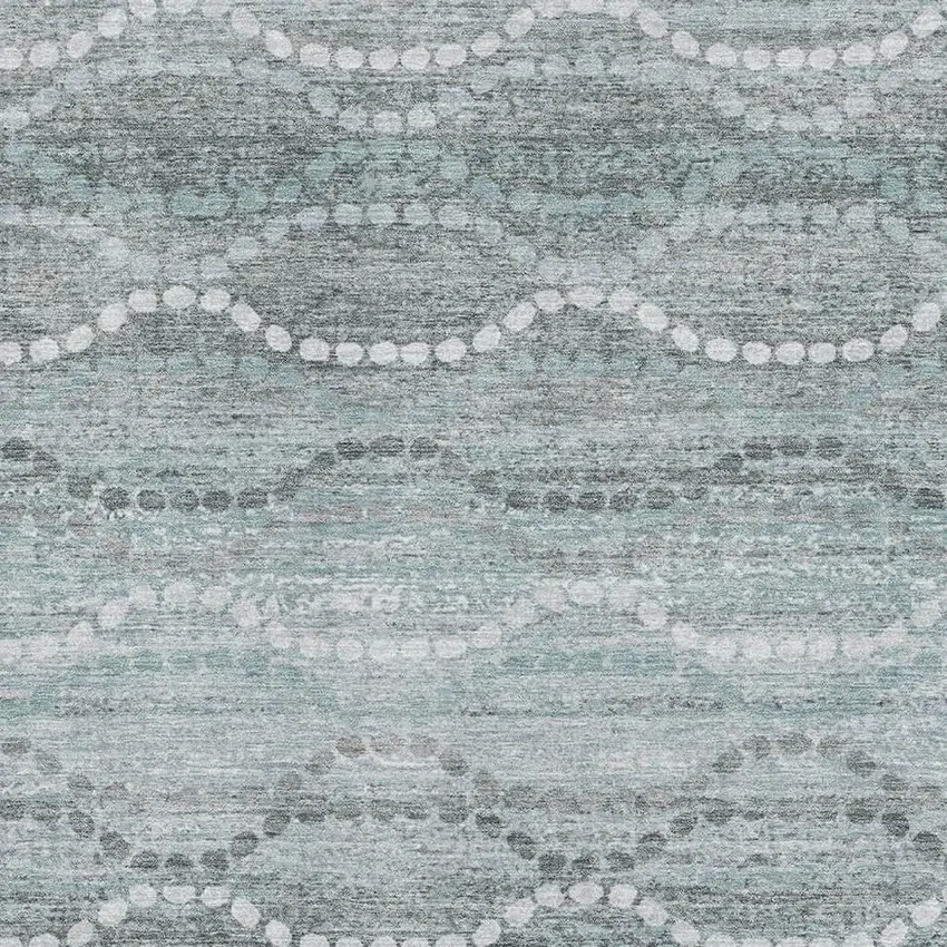 Teal And Ivory Abstract Geometric Washable Area Rug With UV Protection Photo 3