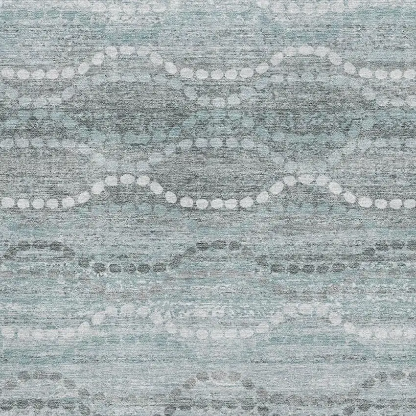 Teal And Ivory Abstract Geometric Washable Area Rug With UV Protection Photo 3