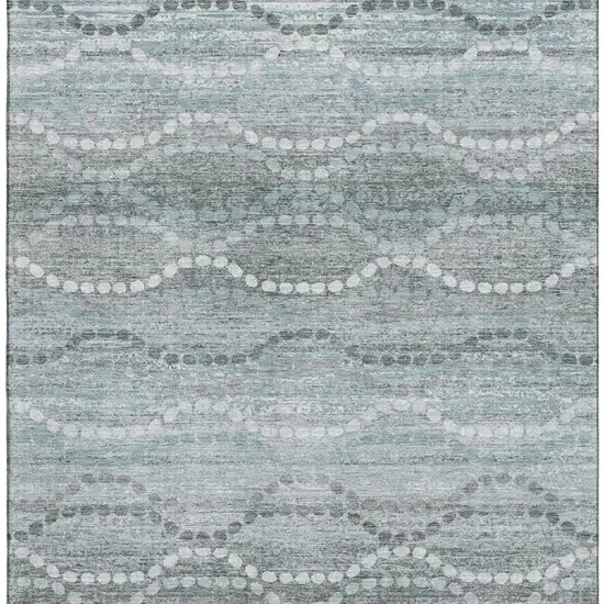 Teal And Ivory Abstract Geometric Washable Area Rug With UV Protection Photo 4