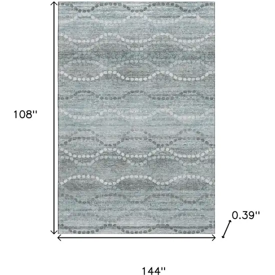 Teal And Ivory Abstract Geometric Washable Area Rug With UV Protection Photo 9