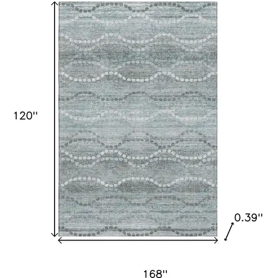 Teal And Ivory Abstract Geometric Washable Area Rug With UV Protection Photo 9