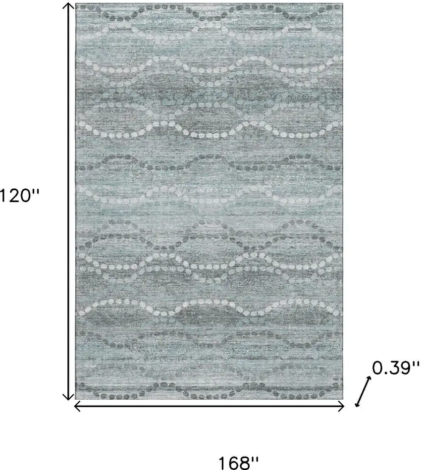 Teal And Ivory Abstract Geometric Washable Area Rug With UV Protection Photo 9