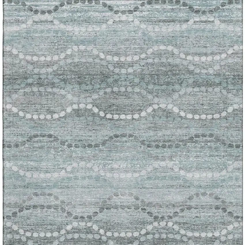 Teal And Ivory Abstract Geometric Washable Area Rug With UV Protection Photo 4