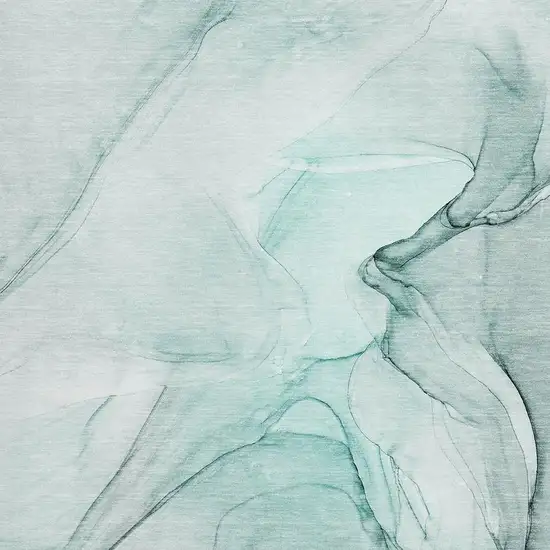 Teal And Ivory Abstract Washable Area Rug With UV Protection Photo 3