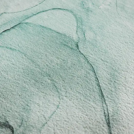 Teal And Ivory Abstract Washable Area Rug With UV Protection Photo 9