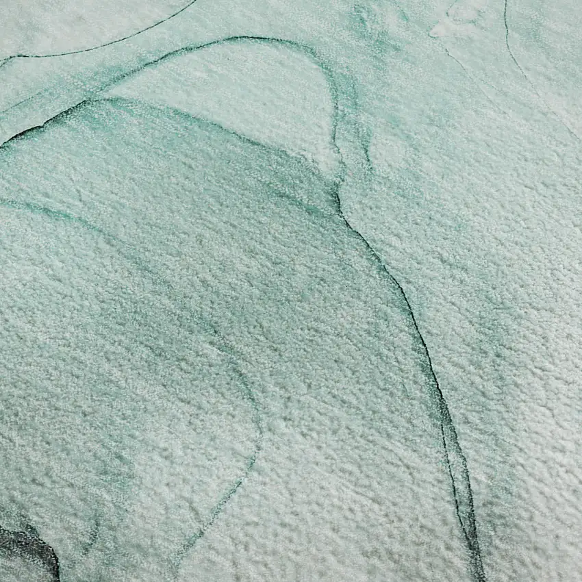 Teal And Ivory Abstract Washable Area Rug With UV Protection Photo 9