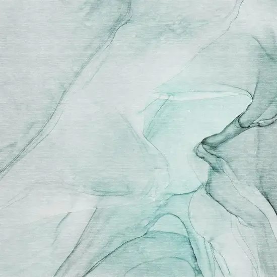 Teal And Ivory Abstract Washable Area Rug With UV Protection Photo 6