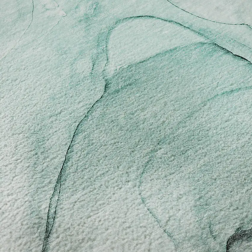 Teal And Ivory Abstract Washable Area Rug With UV Protection Photo 3