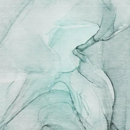 Teal And Ivory Abstract Washable Area Rug With UV Protection Photo 6