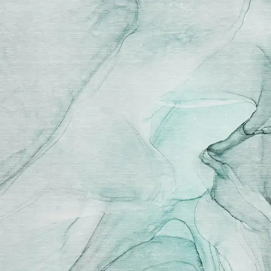 Teal And Ivory Abstract Washable Area Rug With UV Protection Photo 3