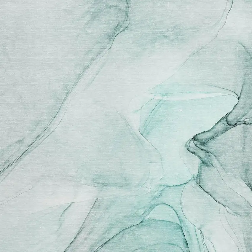 Teal And Ivory Abstract Washable Area Rug With UV Protection Photo 3