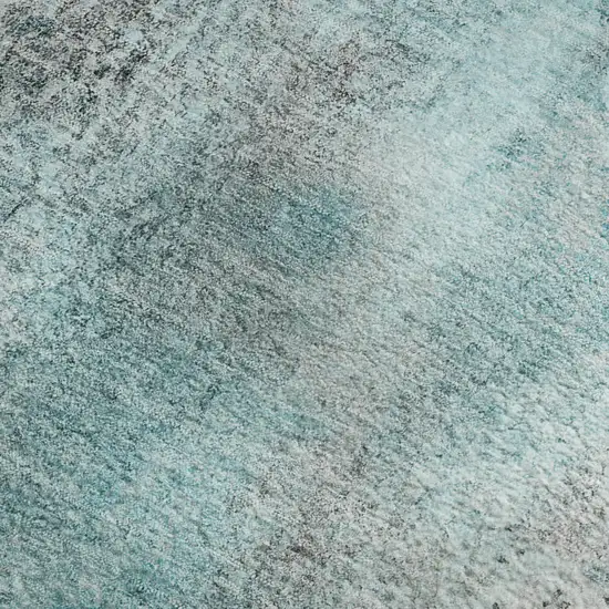 Teal And Ivory Abstract Washable Area Rug With UV Protection Photo 8