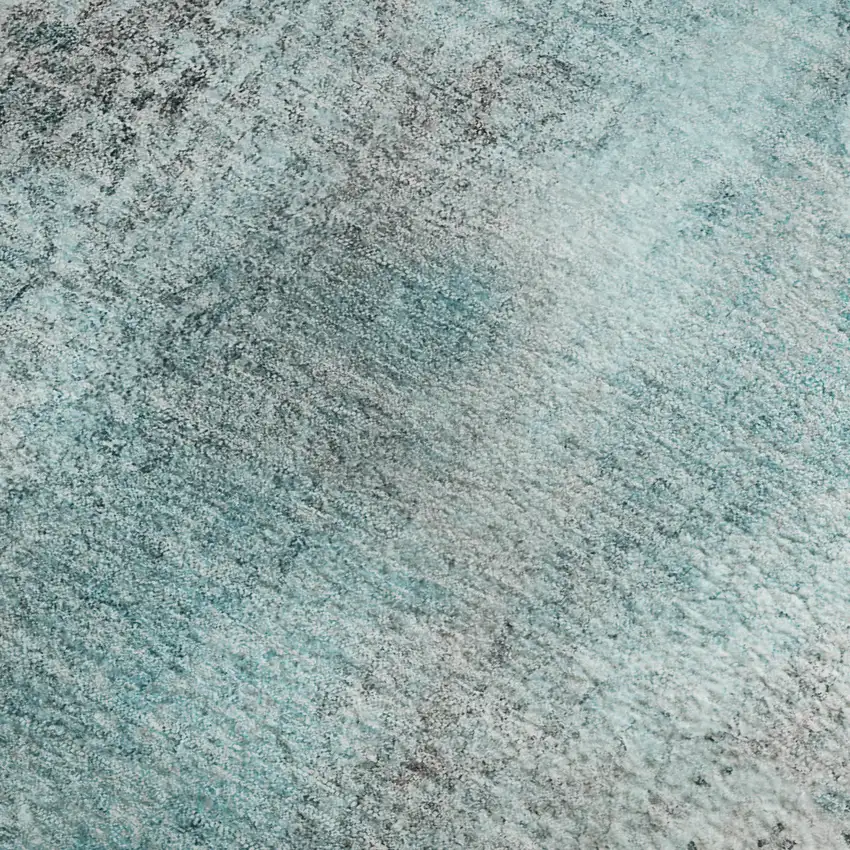 Teal And Ivory Abstract Washable Area Rug With UV Protection Photo 8