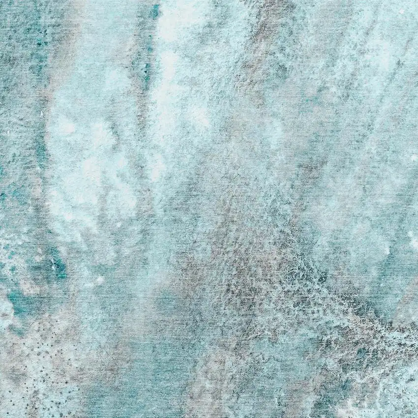 Teal And Ivory Abstract Washable Area Rug With UV Protection Photo 3