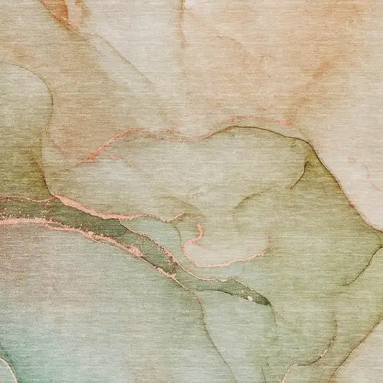 Teal And Ivory Abstract Washable Area Rug With UV Protection Photo 8