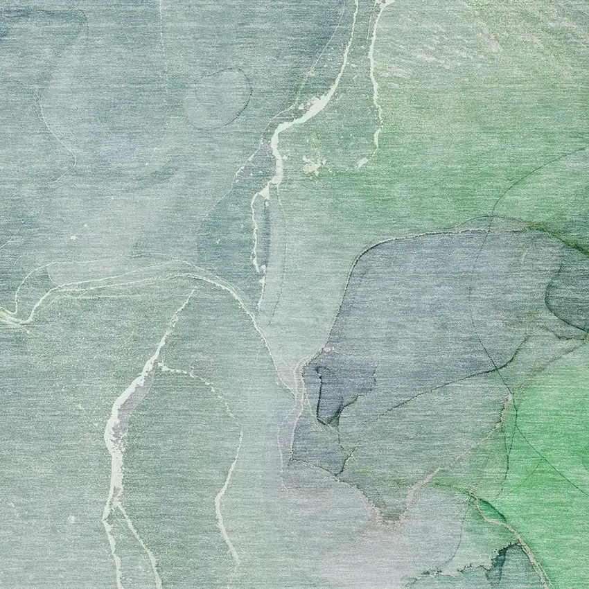 Teal And Ivory Abstract Washable Area Rug With UV Protection Photo 3