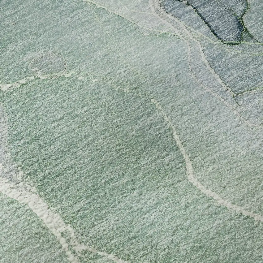 Teal And Ivory Abstract Washable Area Rug With UV Protection Photo 9