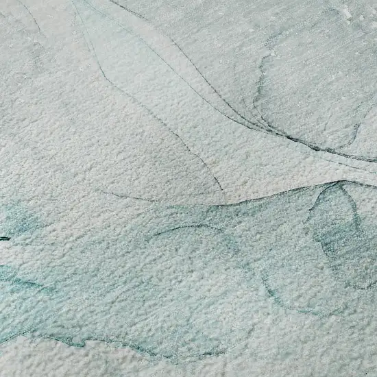 Teal And Ivory Abstract Washable Area Rug With UV Protection Photo 8